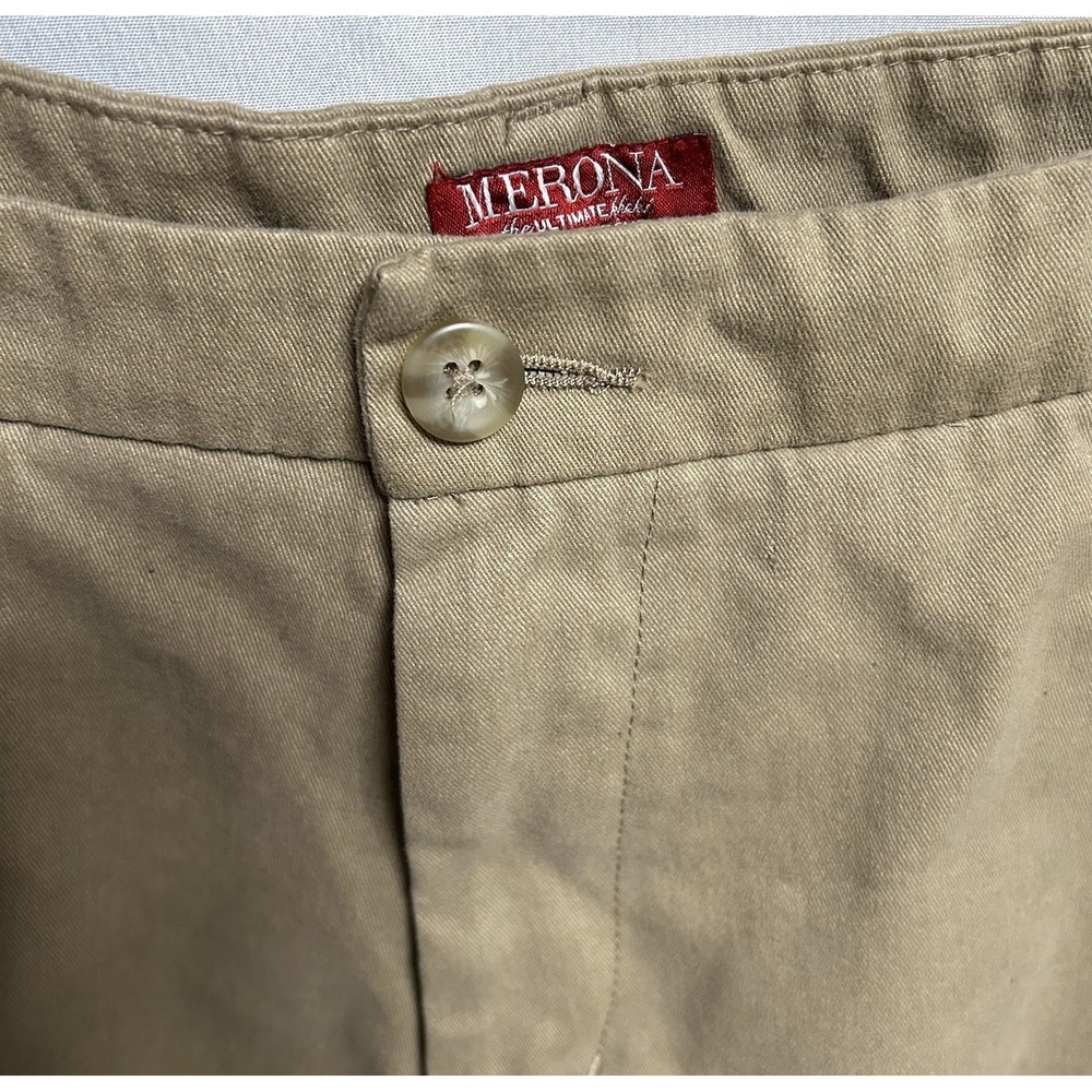 Merona Men's Khaki Flat Front Casual Twill Pants Cotton Polyester 34x34